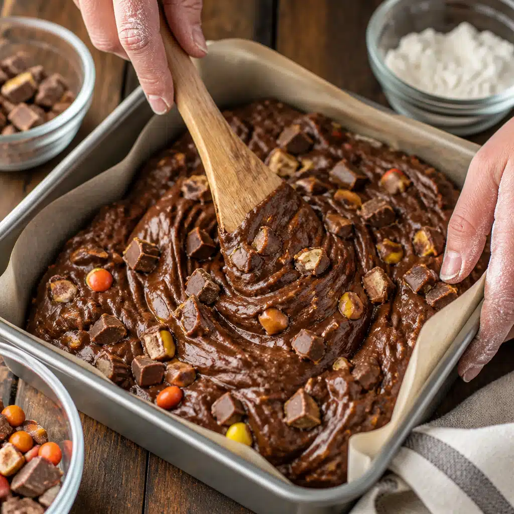 Chocolate Candy Bar Brownies - cooking process