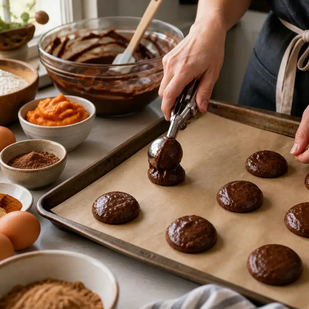 Chocolate Pumpkin Whoopie Pies - cooking process