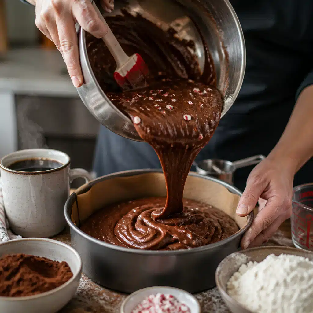 Peppermint Chocolate Cake: Delicious 1.5-Hour Recipe For Holiday Parties 3 Peppermint Chocolate Cake - cooking process