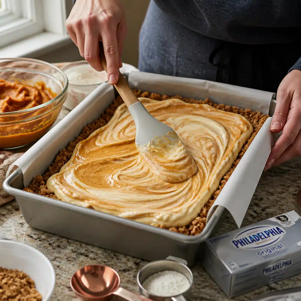 Pumpkin Spice Gooey Cake - cooking process