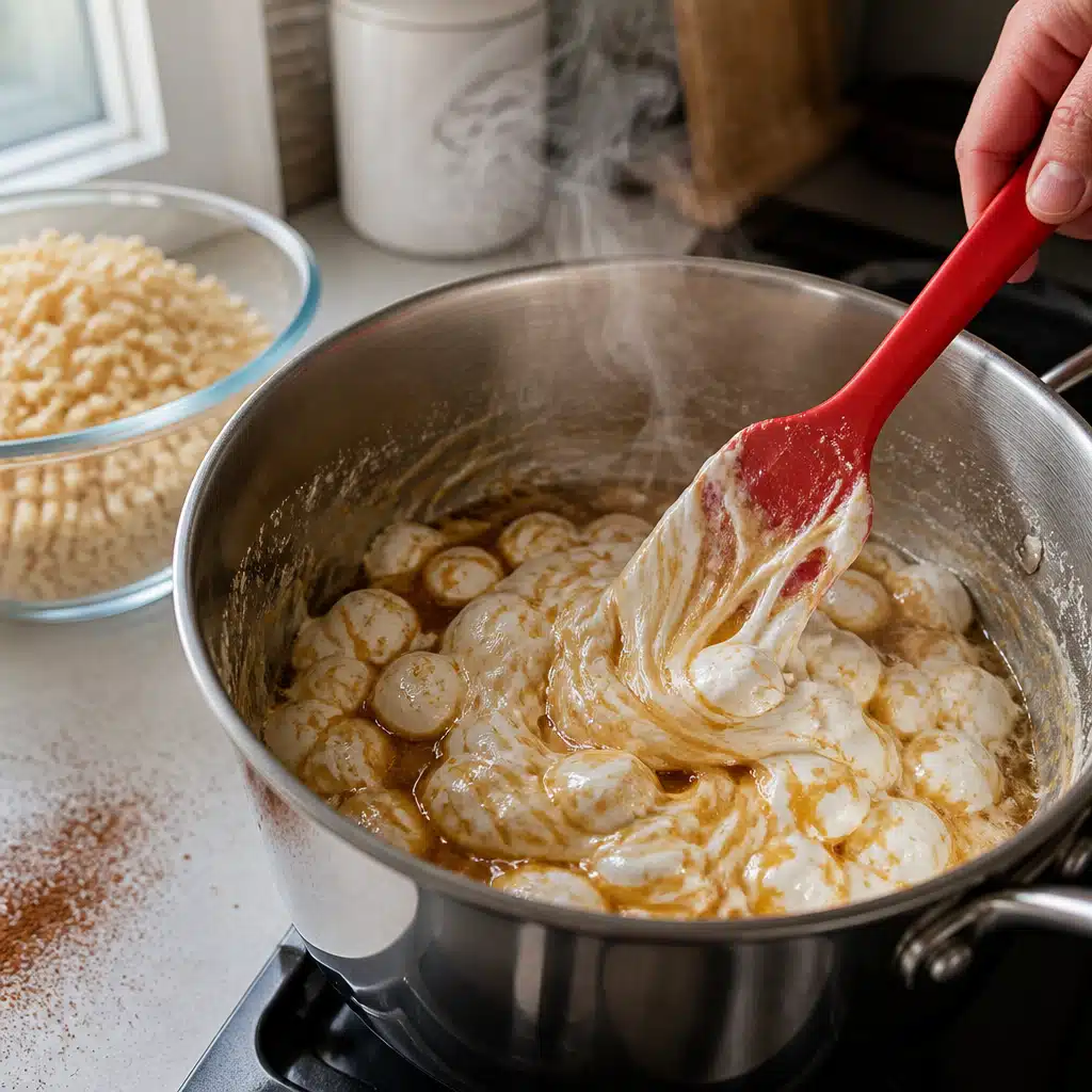 Maple Cinnamon Rice Krispie Treats - cooking process