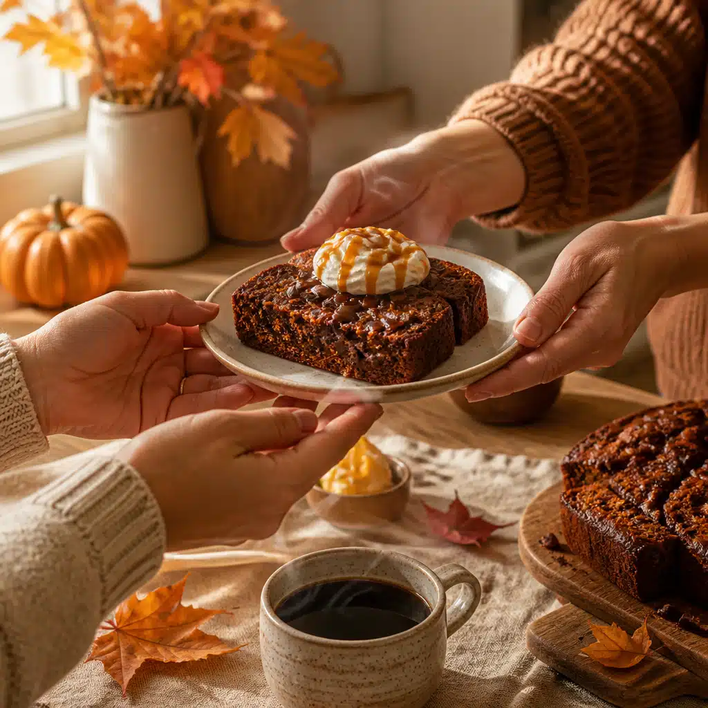 Chocolate Pumpkin Bread - serving suggestion