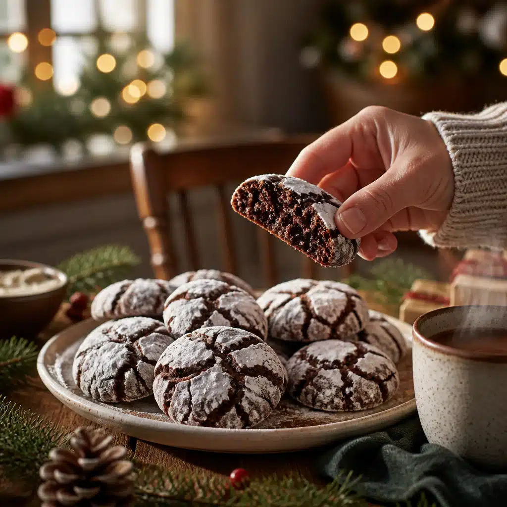 Chocolate Crinkle Cookies: Easy 30-Minute Recipe For Holiday Platters 5 Chocolate Crinkle Cookies - serving suggestion