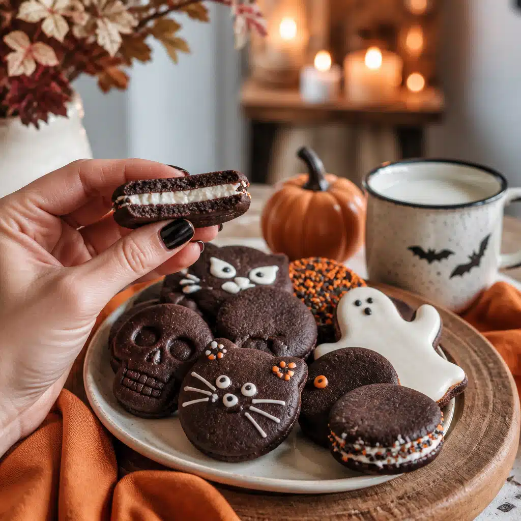 Black Cocoa Halloween Cookies - serving suggestion