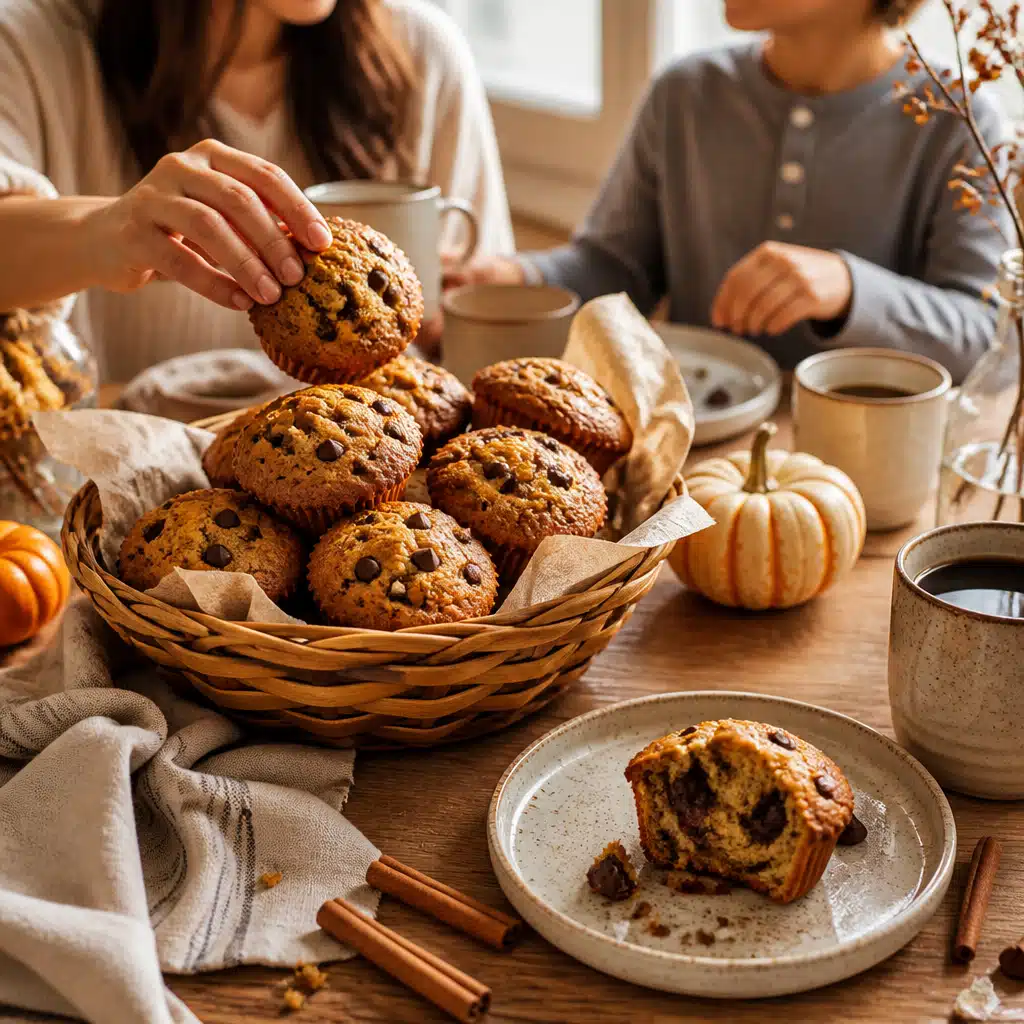 Pumpkin Chocolate Chip Muffins - serving suggestion