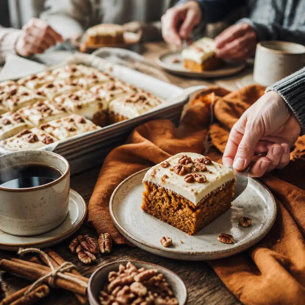Pumpkin Cake Bars With Cream Cheese Frosting - serving suggestion