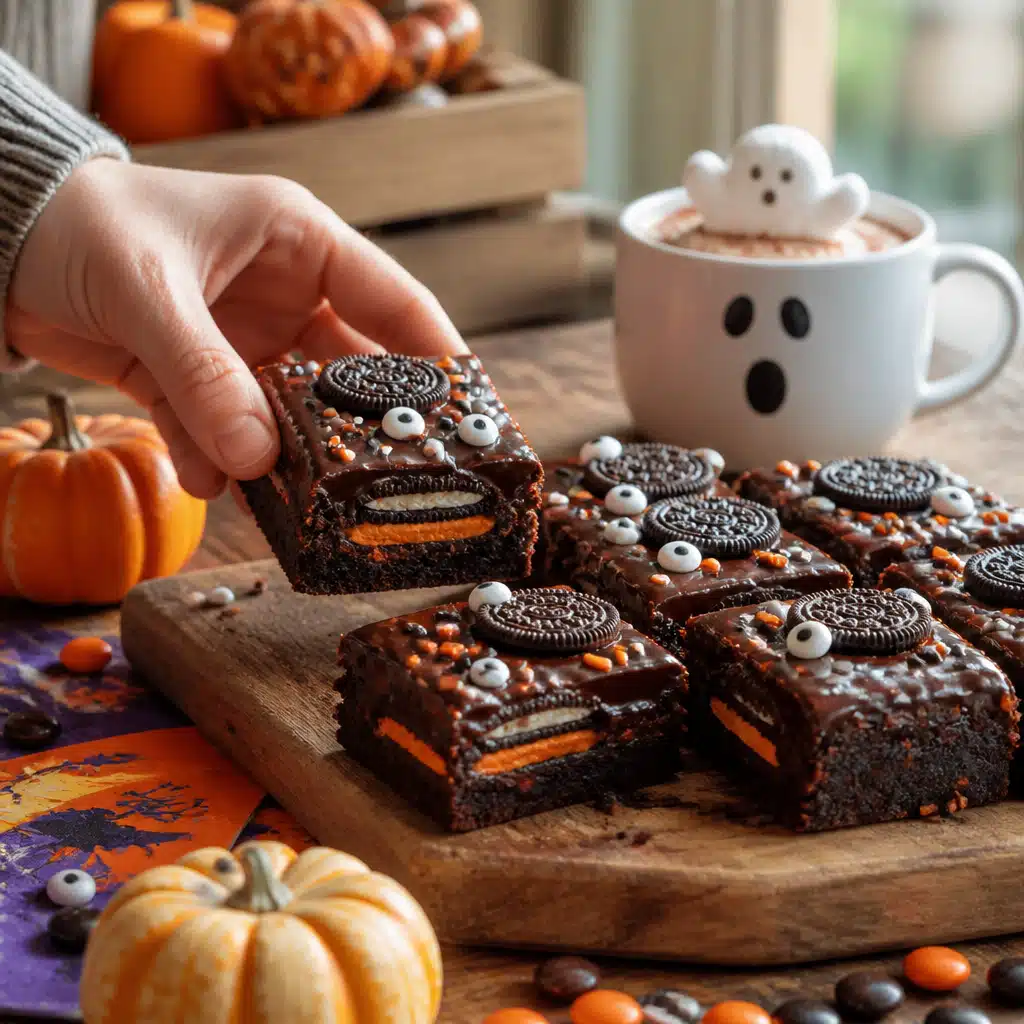 Halloween Oreo Brownies - serving suggestion