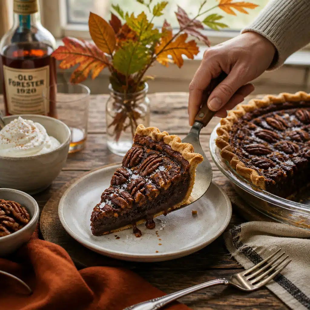 Chocolate Pecan Pie: Easy 50-Minute Recipe for Holiday Entertaining 4 Chocolate Pecan Pie - serving suggestion