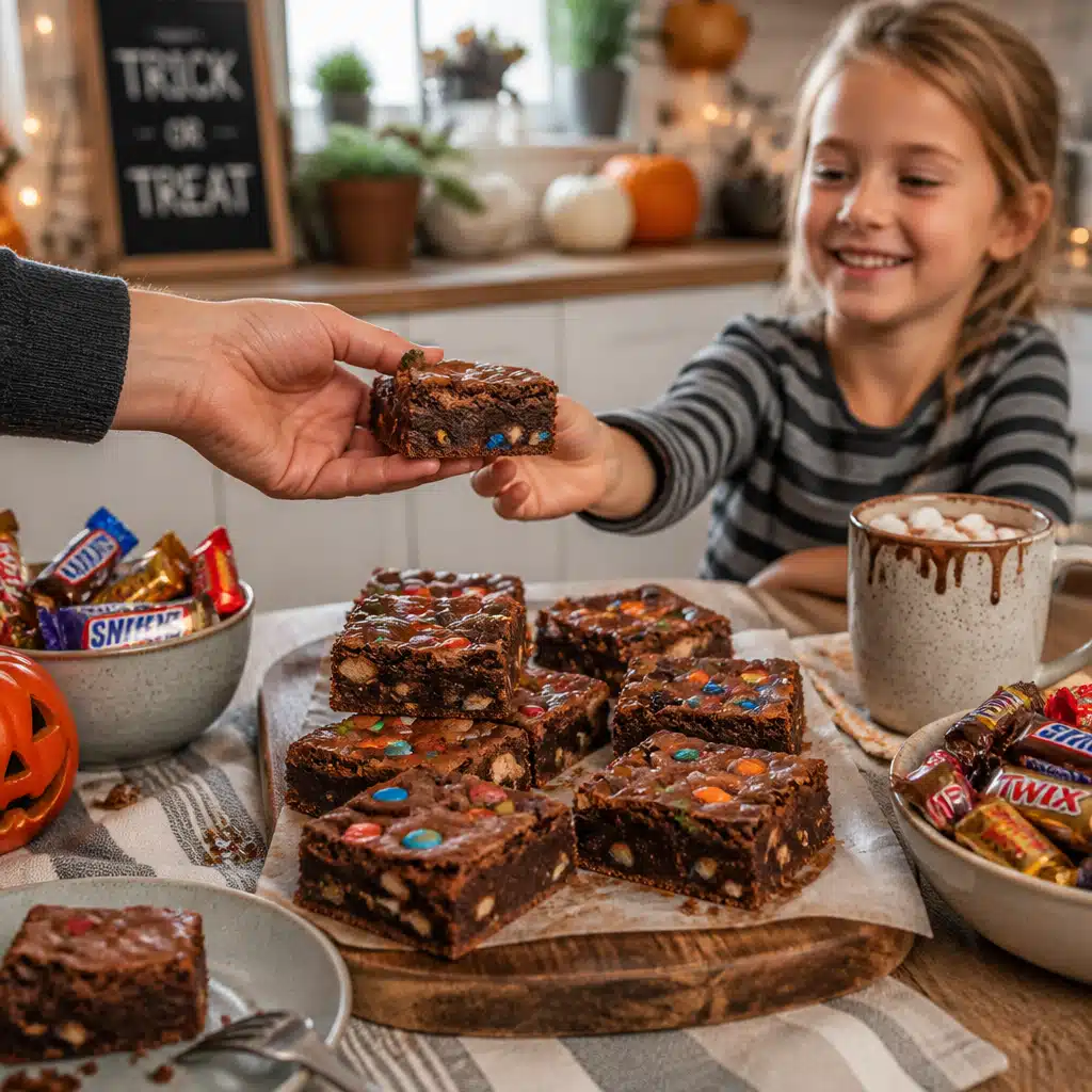Chocolate Candy Bar Brownies - serving suggestion