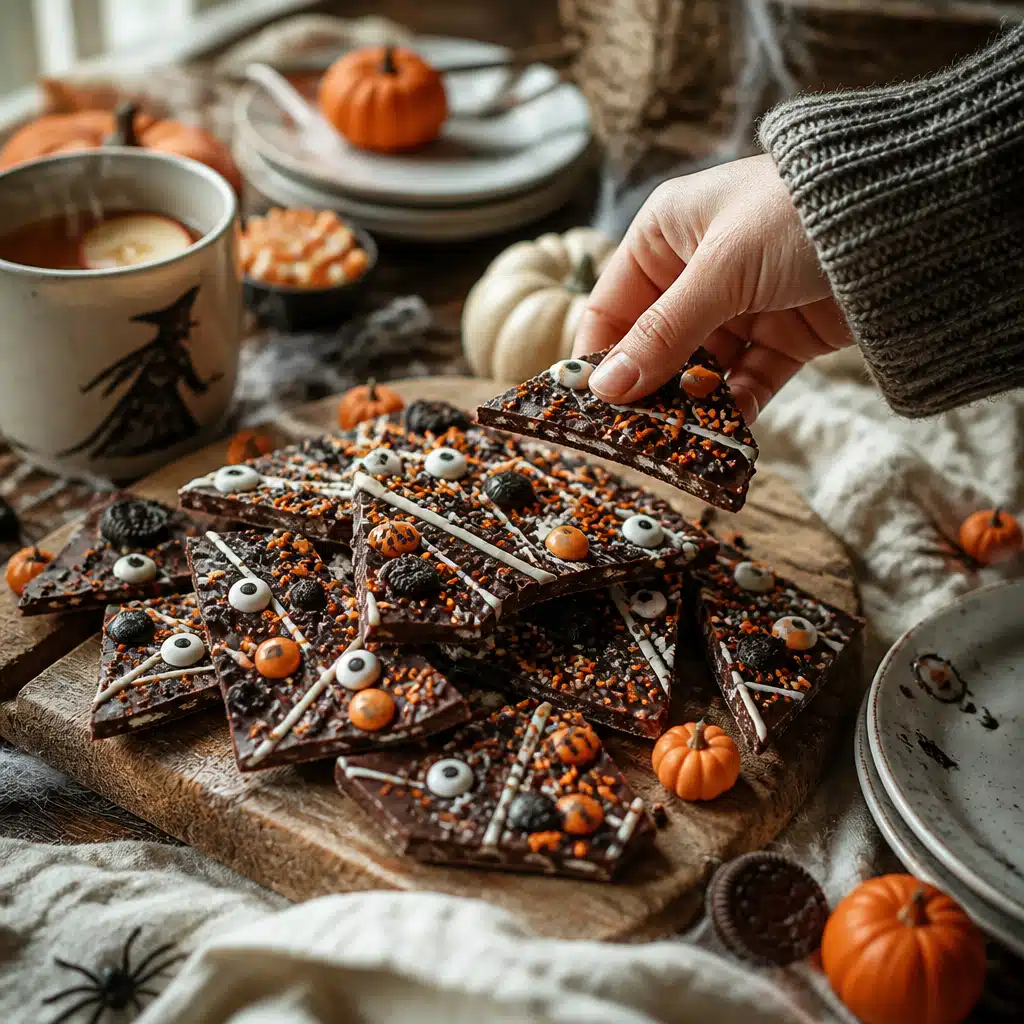 Halloween Chocolate Bark - serving suggestion