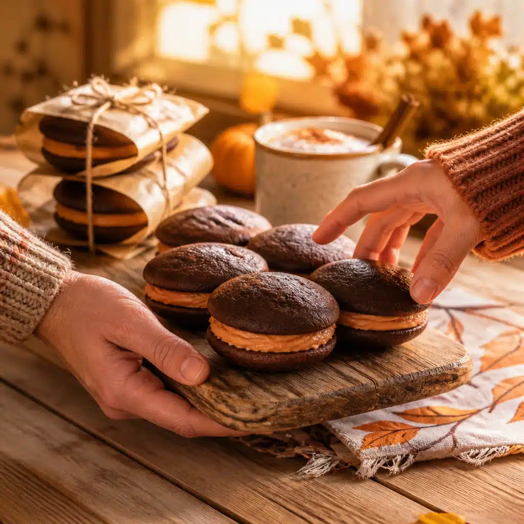 Chocolate Pumpkin Whoopie Pies - serving suggestion