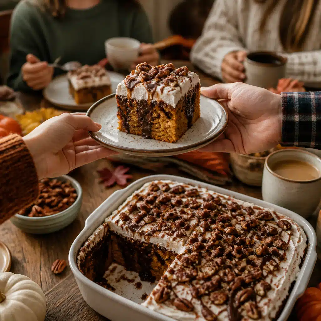 Pumpkin Chocolate Poke Cake
