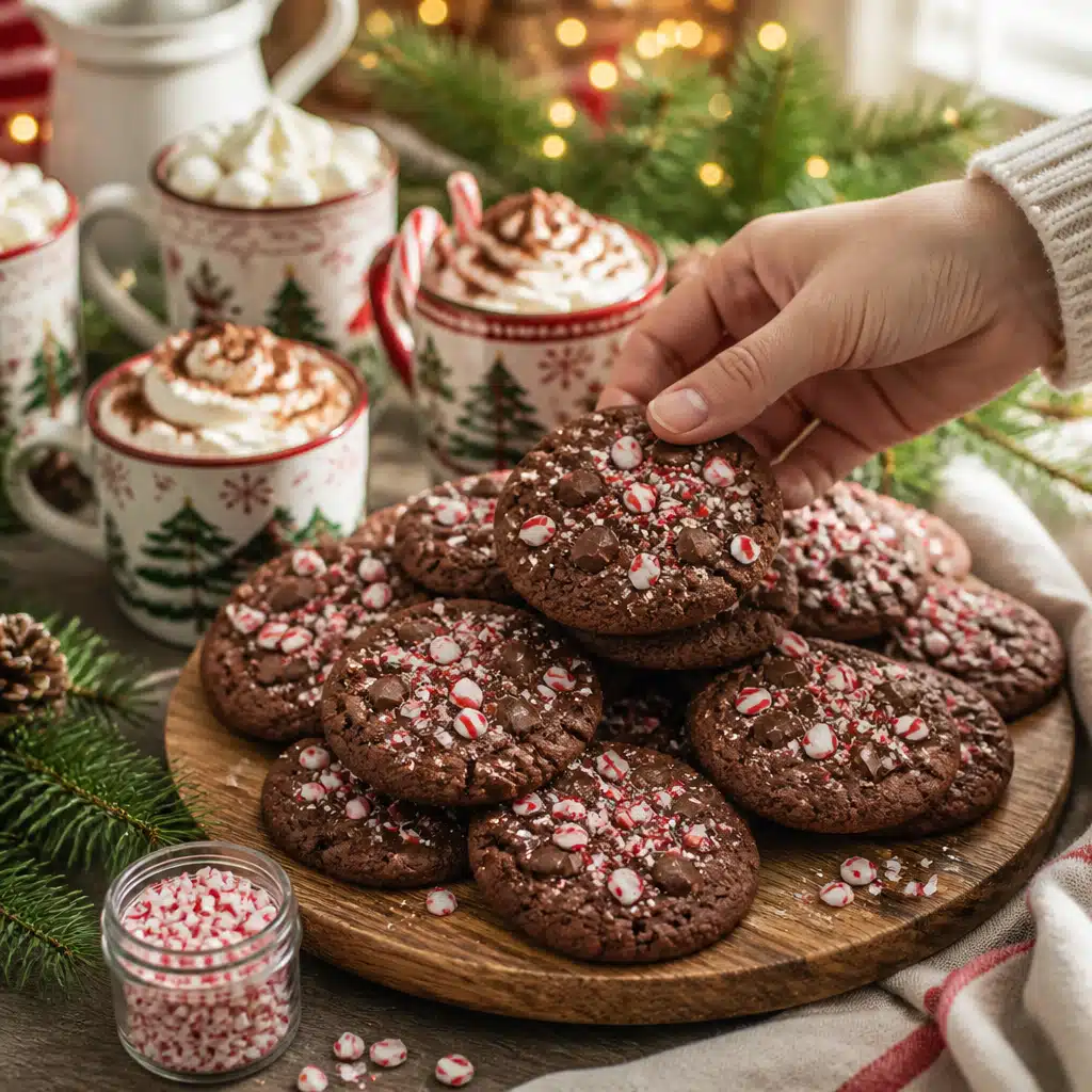 Chocolate Peppermint Cookies: Delicious 30-Minute Recipe for Holiday Baking 4 Chocolate Peppermint Cookies - serving suggestion