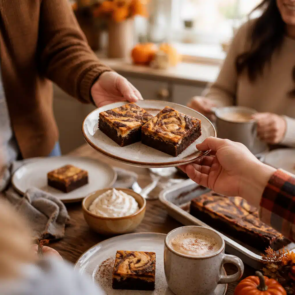Pumpkin Cheesecake Brownies - serving suggestion